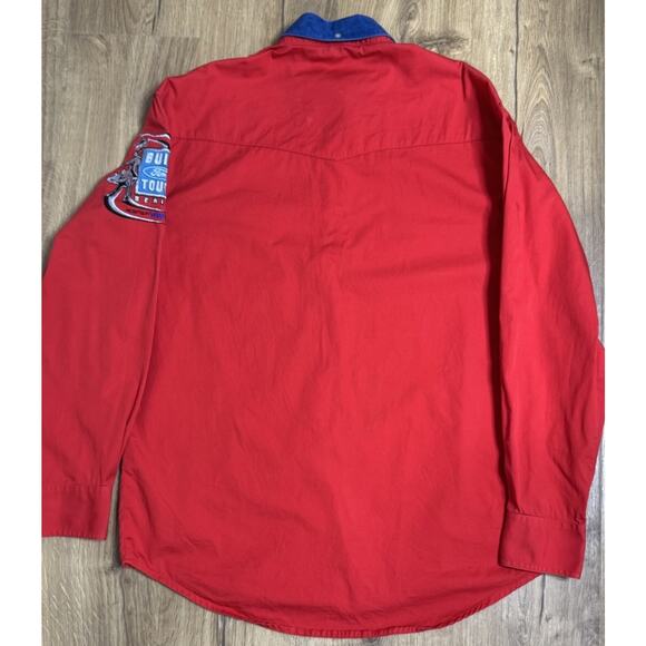 Wrangler Shirt Mens Medium PBR Bull Riding Built Ford Tough Series Denim Collar - Picture 5 of 10